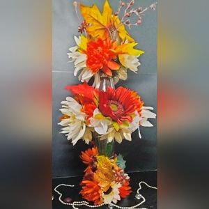 Handmade Orange Burgundy Decorative Flower Vase Tower